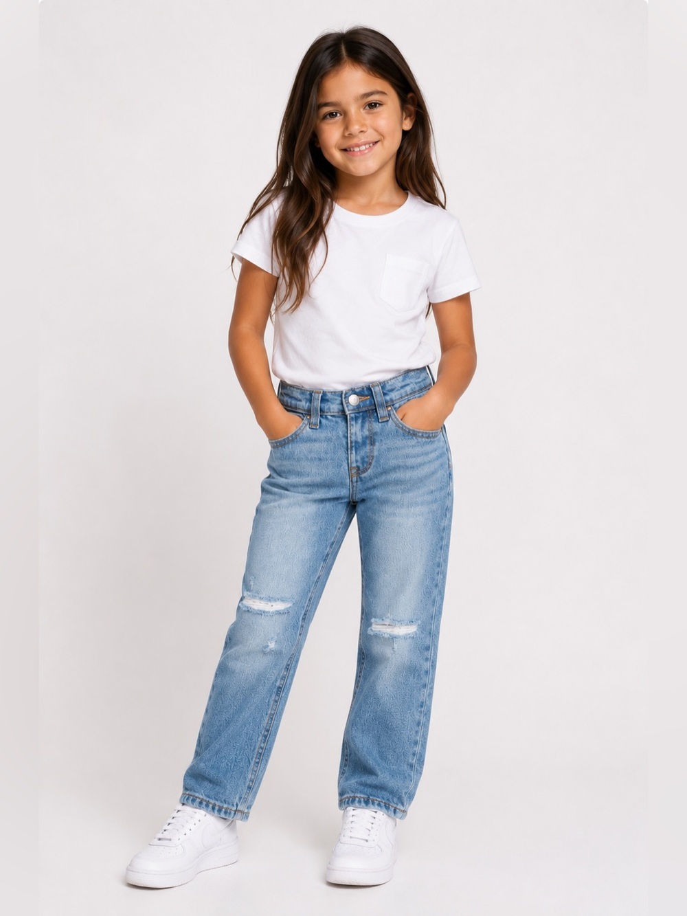 🩷. 1285. Ofluck  Girls Light Wash Distressed Jeans